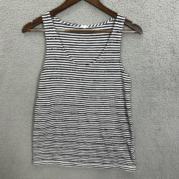 J.Crew‎ Tank Top Womens Small Blue Striped Sequin Nautical Preppy Twee Vtg Y2K - Picture 1 of 7